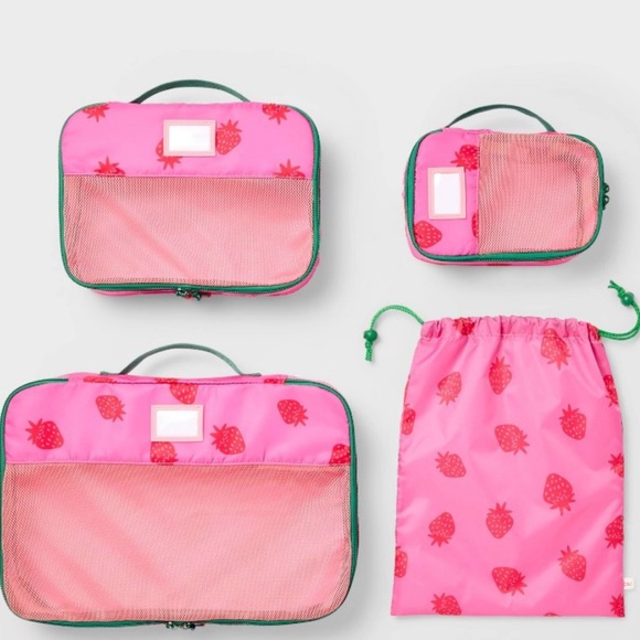 Cat & Jack Pink and Green Packing Cube Set with Laundry Bag - Picture 2 of 4